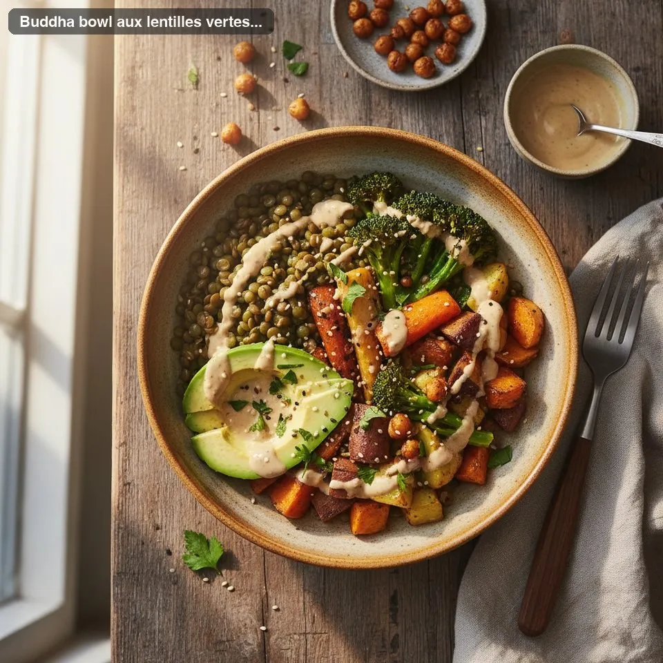 Buddha bowl aux lentilles vertes et avocat