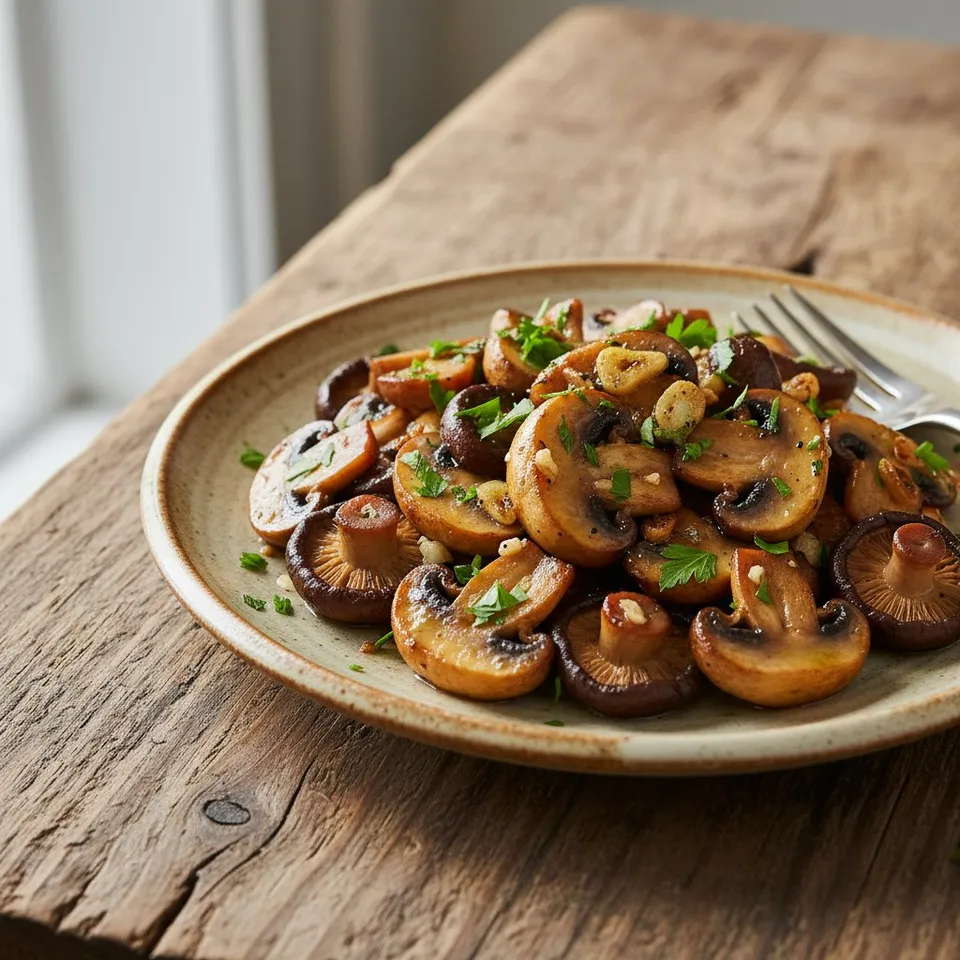 Champignons poêlés à l'ail et persil à l'inox