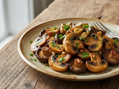 Champignons poêlés à l'ail et persil à l'inox