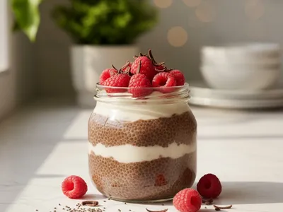 Chia pudding chocolat et framboise