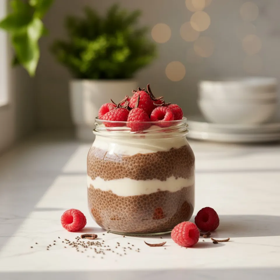 Chia pudding chocolat et framboise