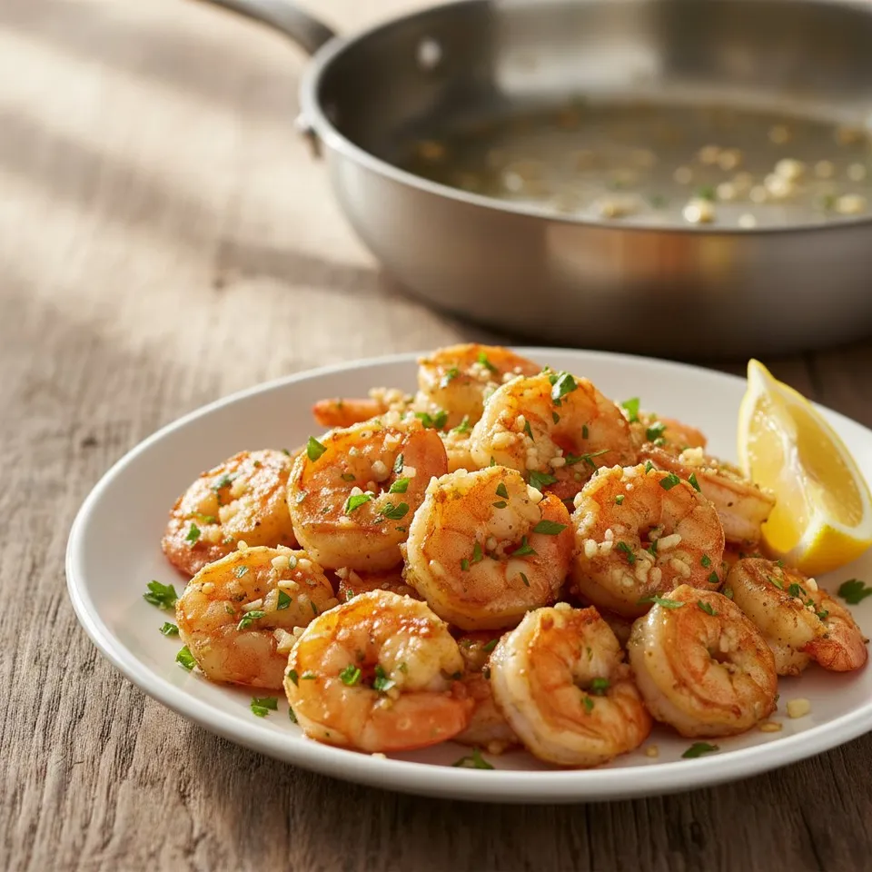 Crevettes sautées à l'ail à la poêle inox