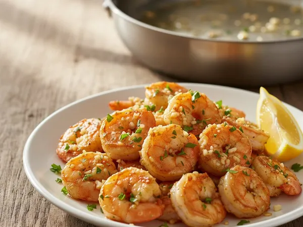 Crevettes sautées à l'ail à la poêle inox