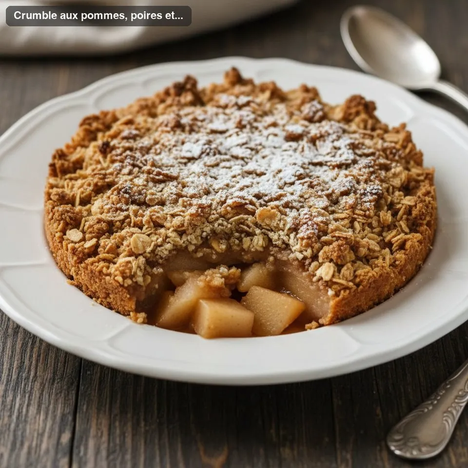 Crumble aux pommes, poires et flocons d'avoine