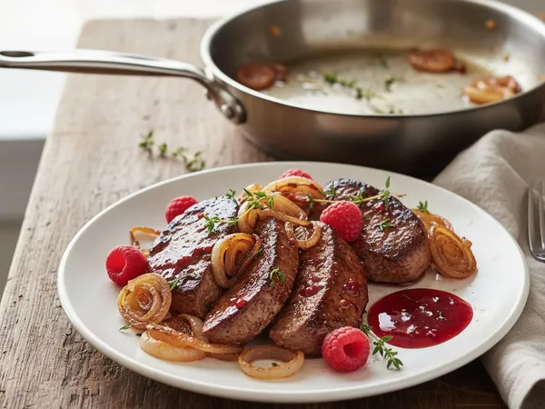 Foie de veau poêlé à la poêle inox