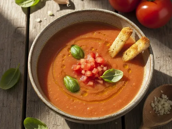 Gaspacho tomate et basilic frais