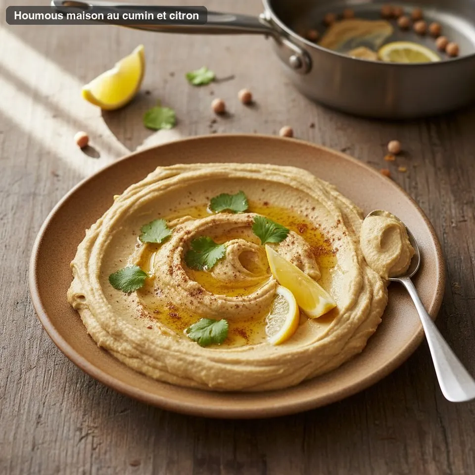 Houmous maison au cumin et citron
