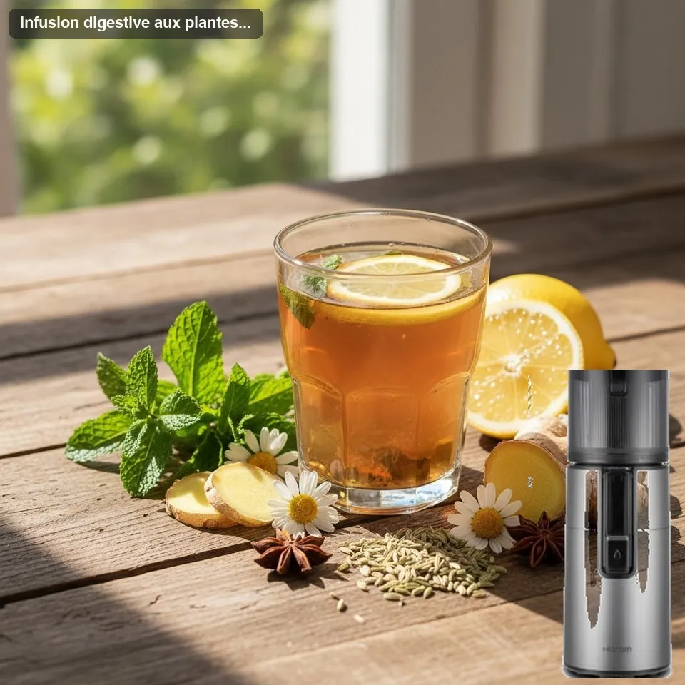 Infusion digestive aux plantes après repas