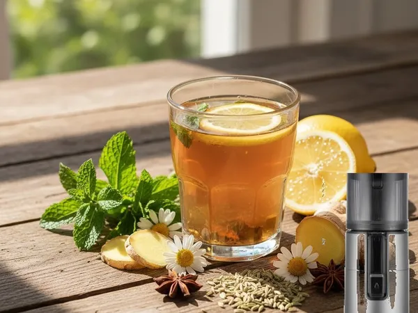 Infusion digestive aux plantes après repas