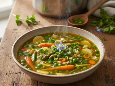 Minestrone printanier aux légumes nouveaux