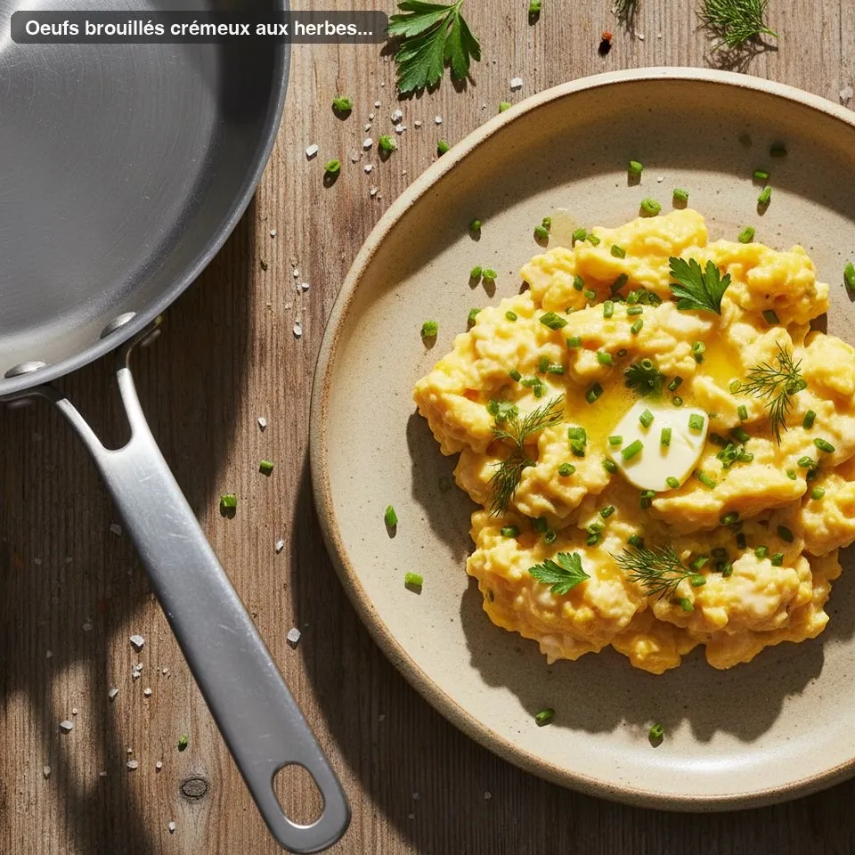 Oeufs brouillés crémeux aux herbes fraîches