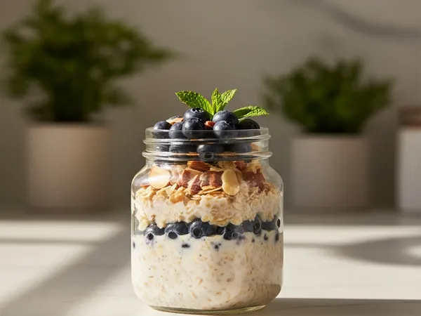 Overnight oats myrtilles et amandes