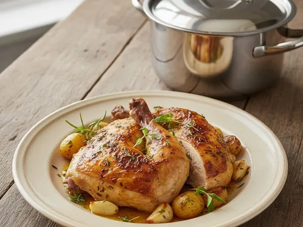 Poulet rôti à l'inox aux herbes de Provence
