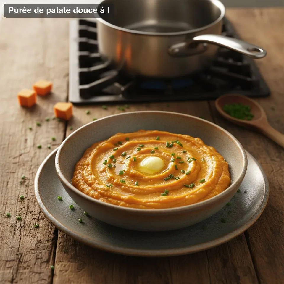 Purée de patate douce à l'huile d'olive et muscade