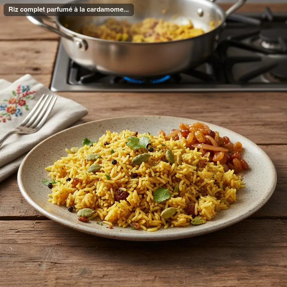 Riz complet parfumé à la cardamome et au curcuma