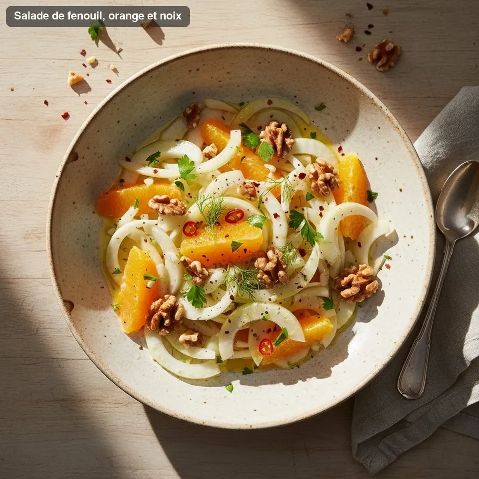 Salade de fenouil, orange et noix