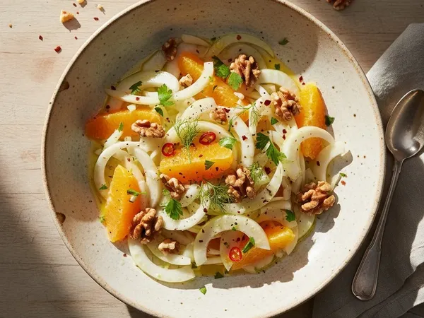 Salade de fenouil, orange et noix
