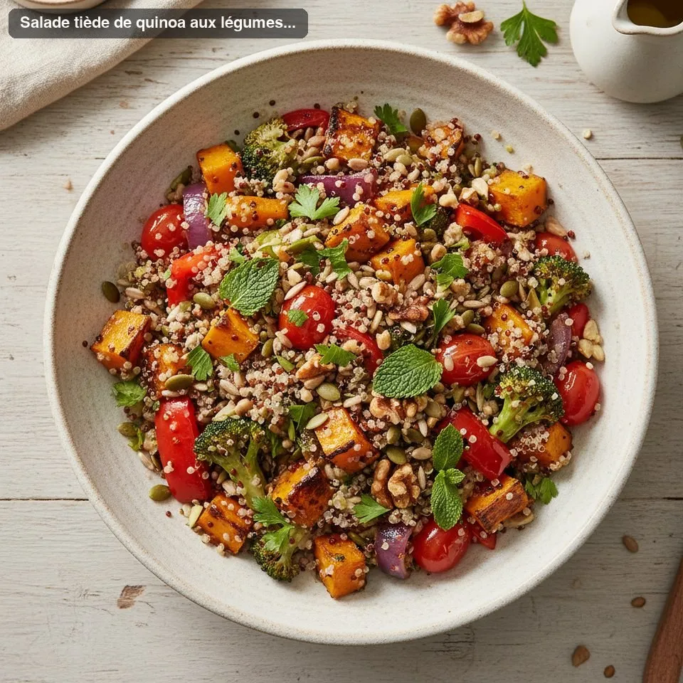 Salade tiède de quinoa aux légumes rôtis