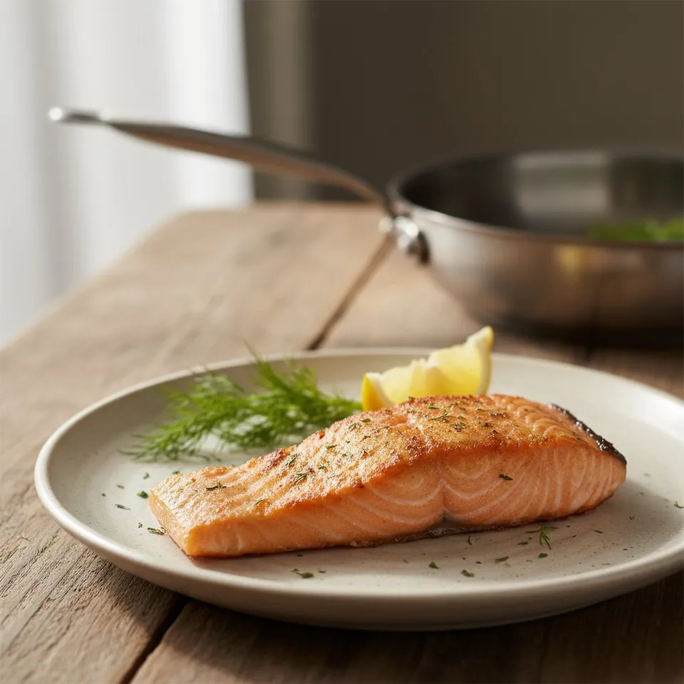 Pavé de saumon poêlé croustillant à l'inox