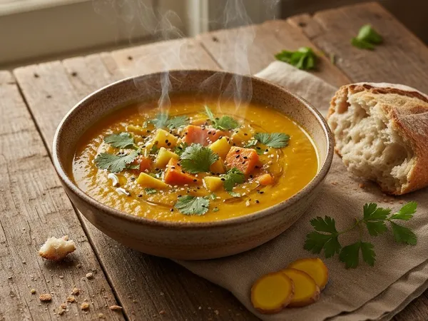 Soupe de legumes racines au curcuma