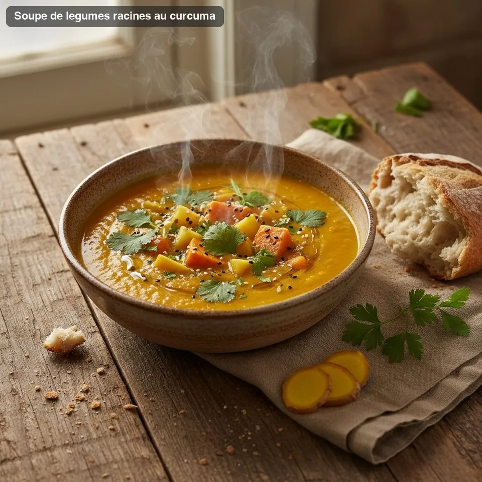 Soupe de legumes racines au curcuma