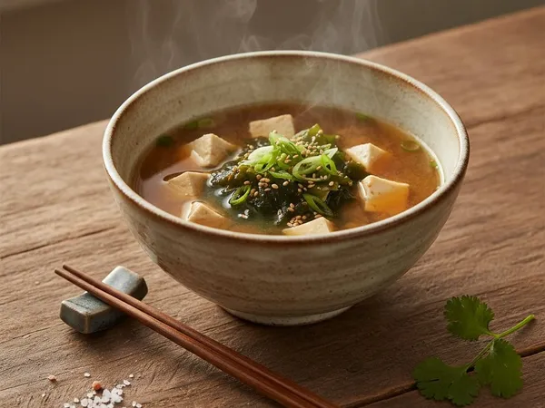 Soupe miso au wakame et tofu soyeux