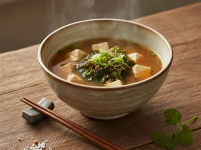Soupe miso au wakame et tofu soyeux