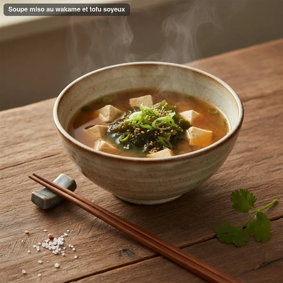 Soupe miso au wakame et tofu soyeux