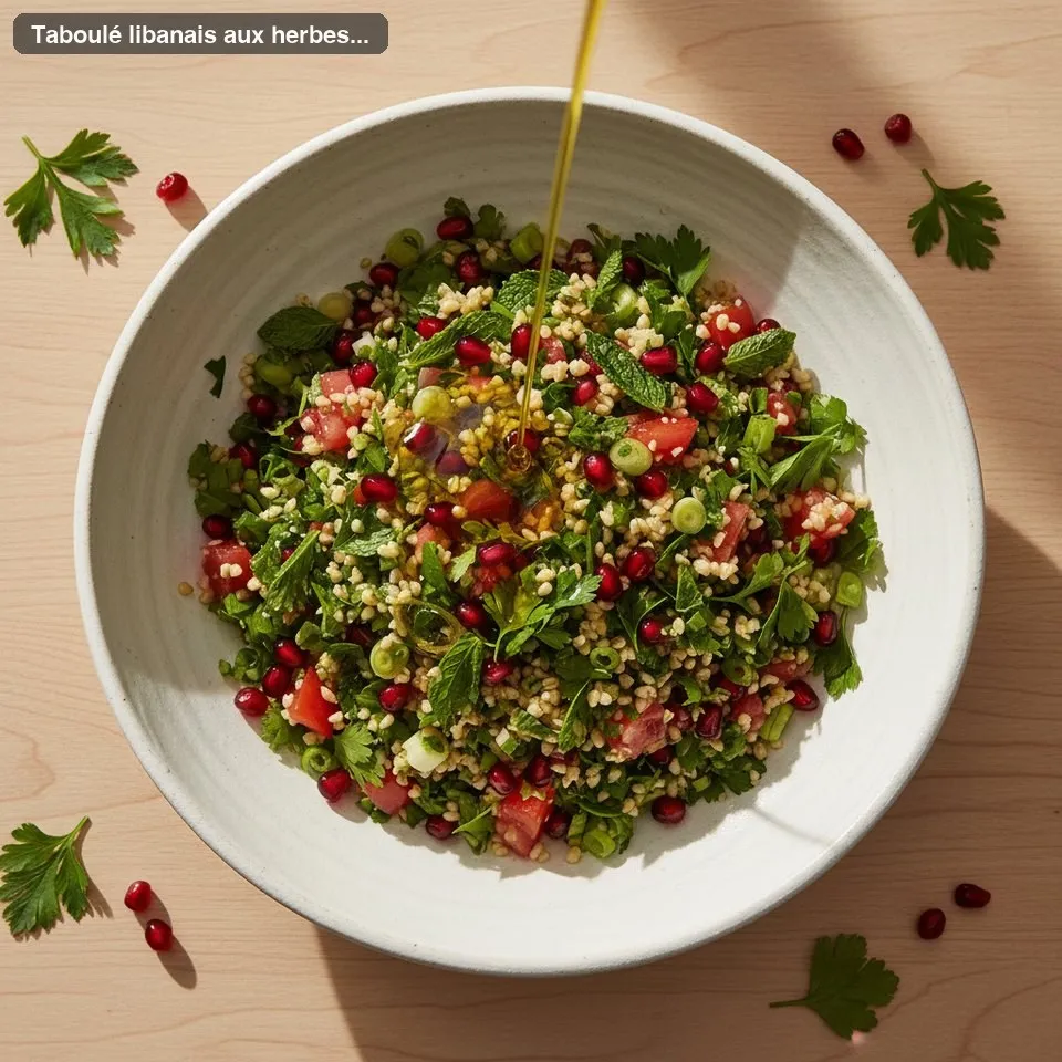 Taboulé libanais aux herbes fraîches et grenade