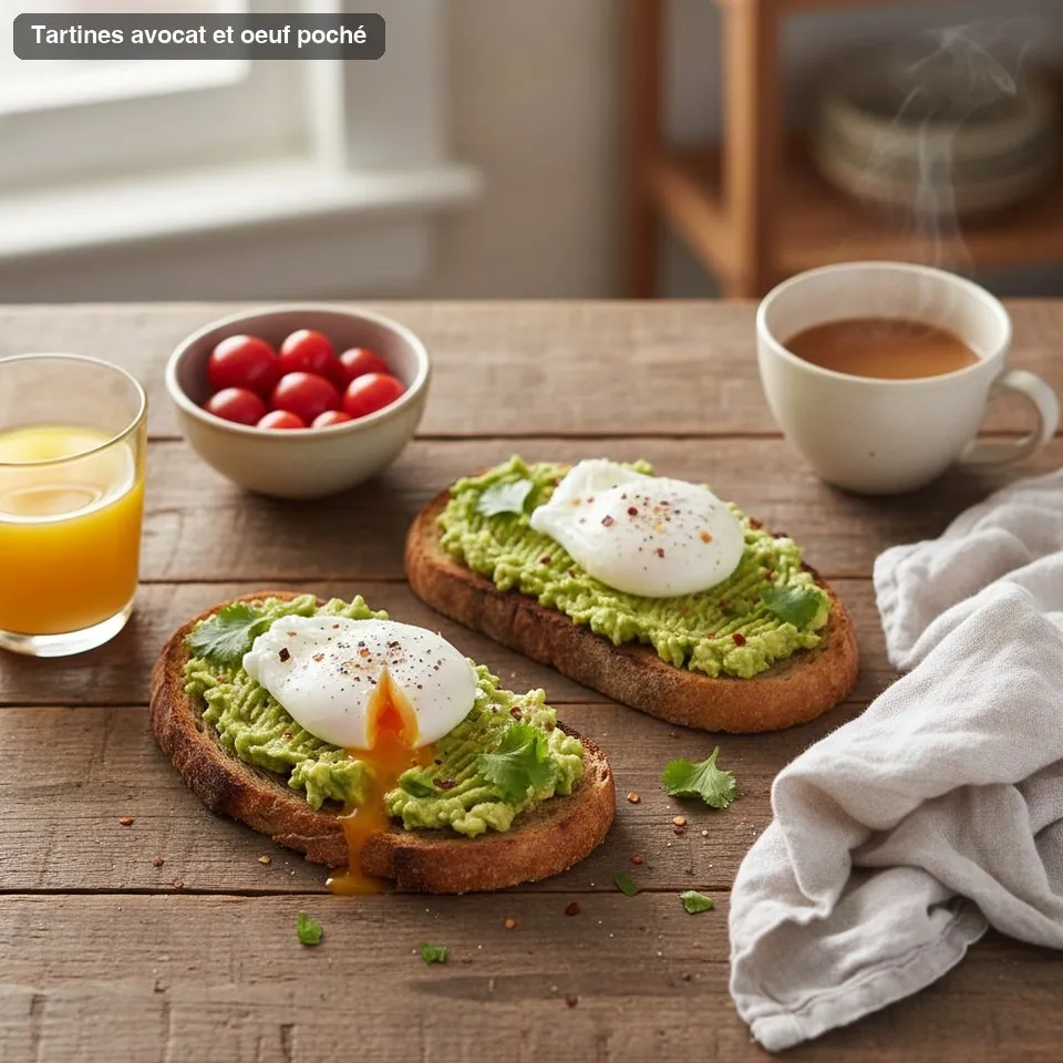 Tartines avocat et oeuf poché