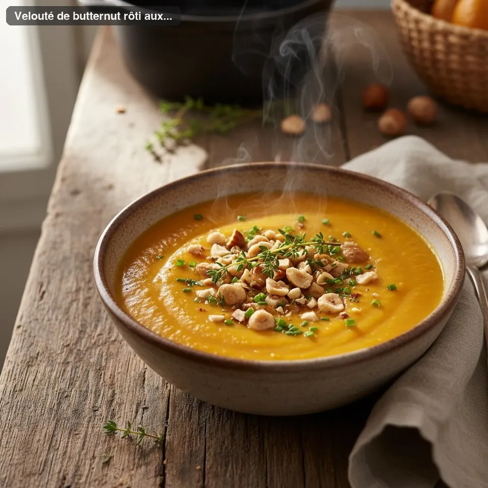 Velouté de butternut rôti aux noisettes
